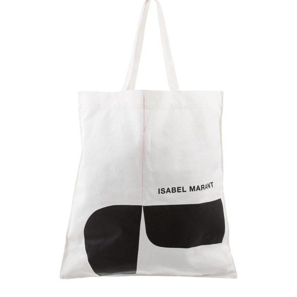 Isabel Marant Designer Canvas Tote Bag Shopper White Logo Big Size Large - Picture 1 of 7